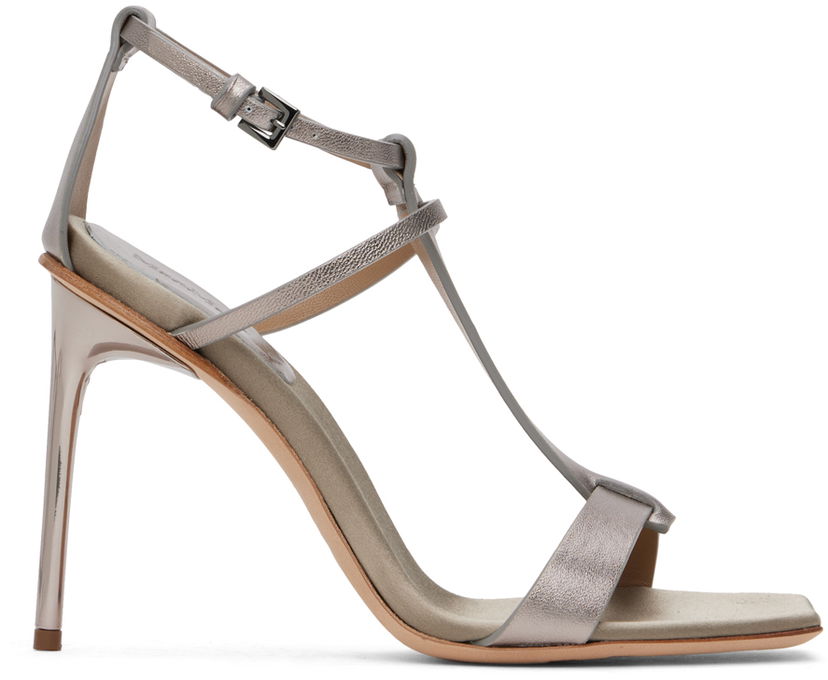 Käsilaukku Max Mara Max Mara Nappa Leather T-Strap Sandals Metallinen | 2414521272600