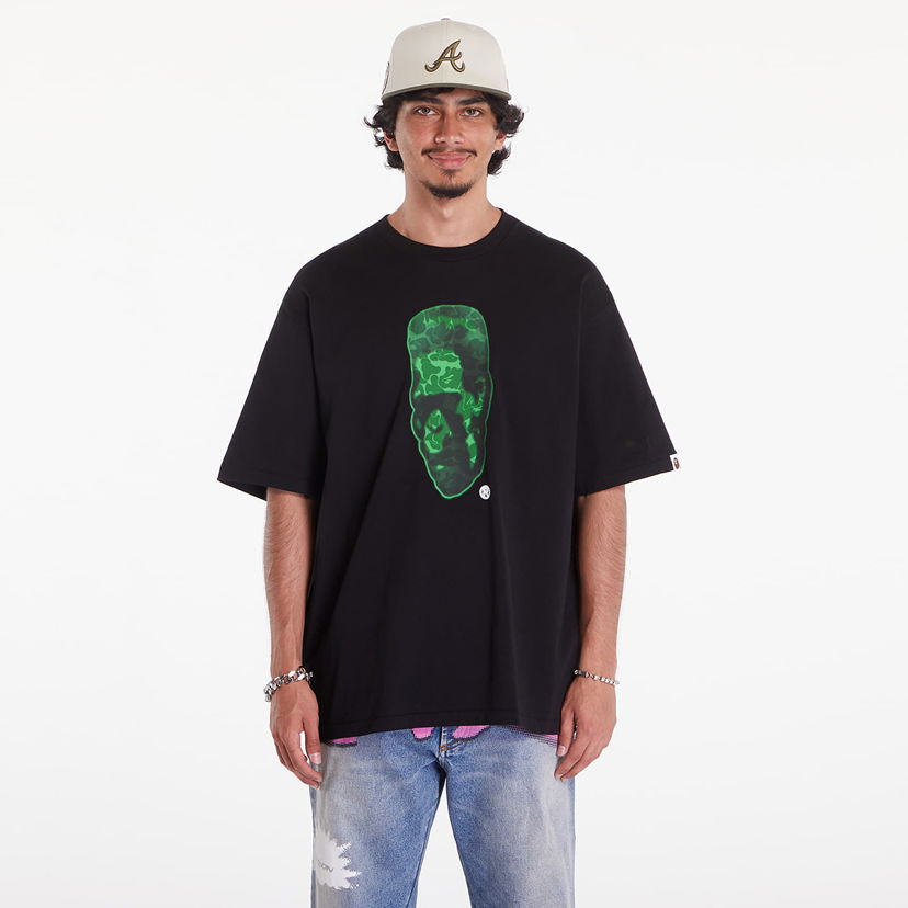T-paita BAPE A BATHING APE Spray Frankenstein Relaxed Fit Tee Musta | 001TEK301351MBLK