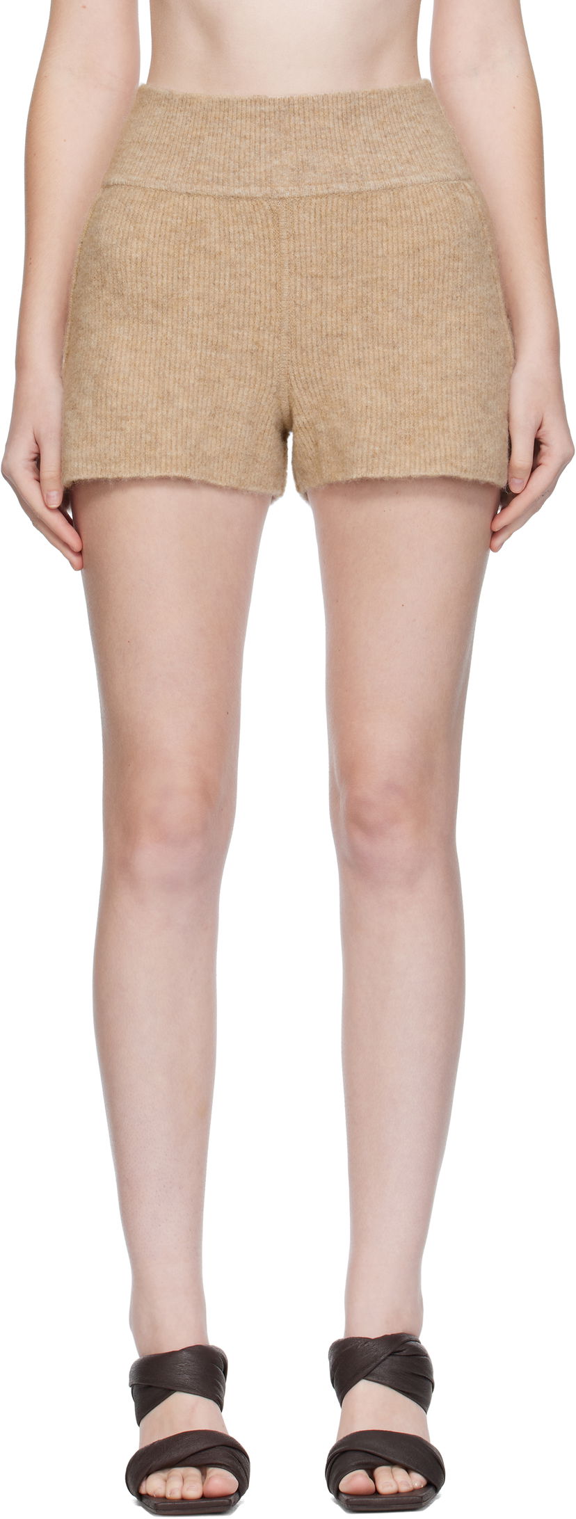 Shortsit Rick Owens Rick Owens Alpaca Knit Shorts Beige | RP02E4698 KWP
