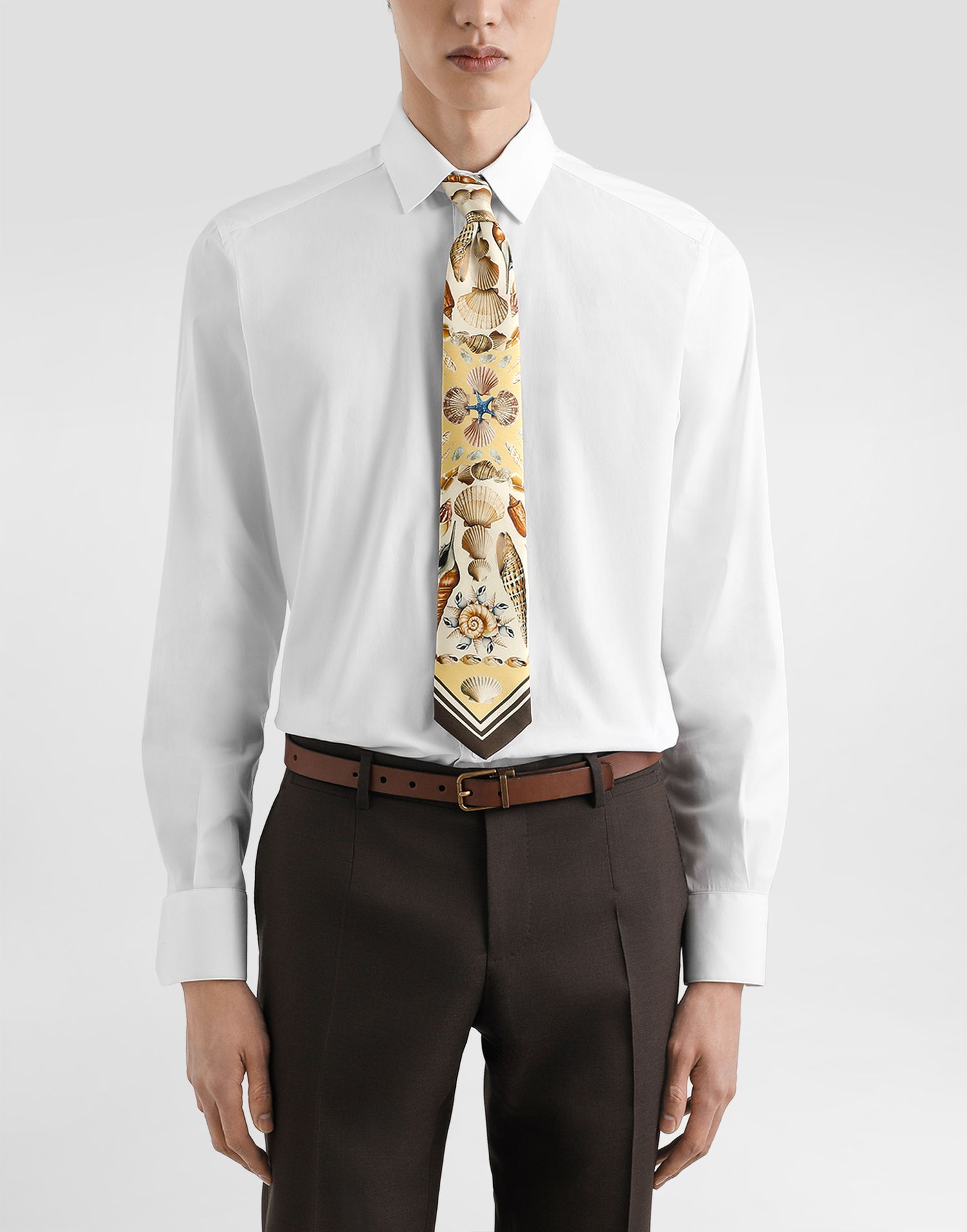 Asusteet Dolce & Gabbana Dolce & Gabbana Shell-Print Silk Tie Keltainen | GT147EG0TJ1HG5PL, 1
