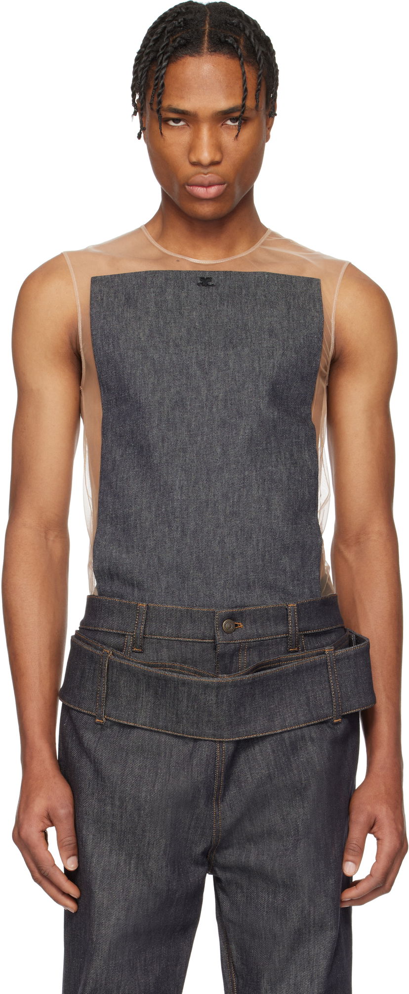 Tankkitoppi Courrèges Courrèges Illusion Square Denim Tank Top Beige | 125JDE092DE0035