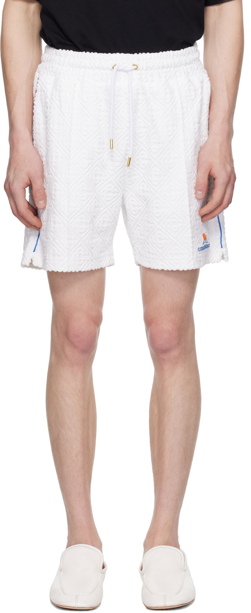 Shortsit Casablanca Casablanca Monogram Jacquard Towelling Shorts Valkoinen | MPF25-JTR-271-01