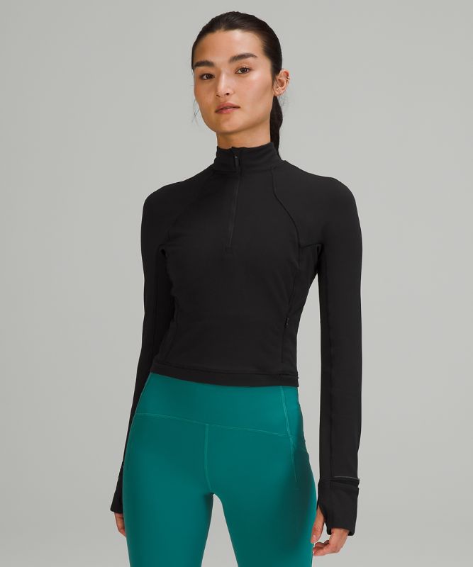 Huppari lululemon It's Rulu Cropped Half-Zip Running Top Musta | prod10641685, 0