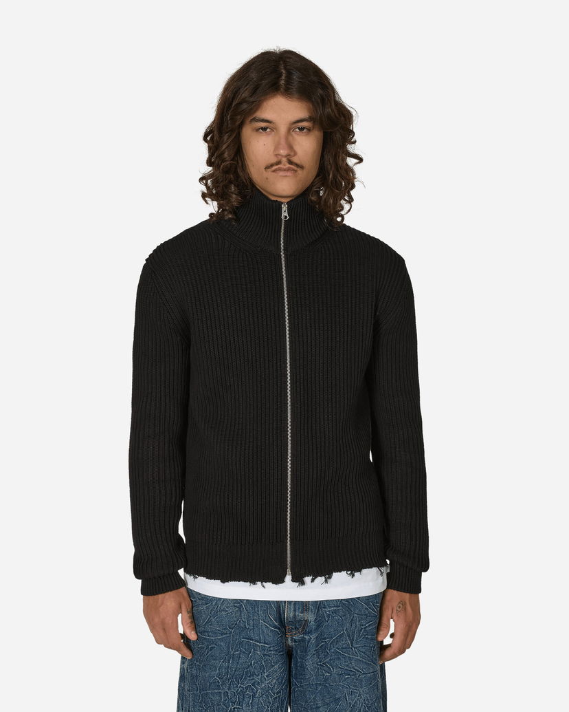 Villapaita Maison Margiela Men's Black Full-Zip Ribbed Cotton Jacket Musta | SH0AM0028 900