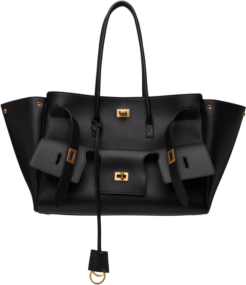 Kangaskassi Balenciaga Bel Air Medium Carryall Leather Tote Bag Musta | 805481 2ABAV