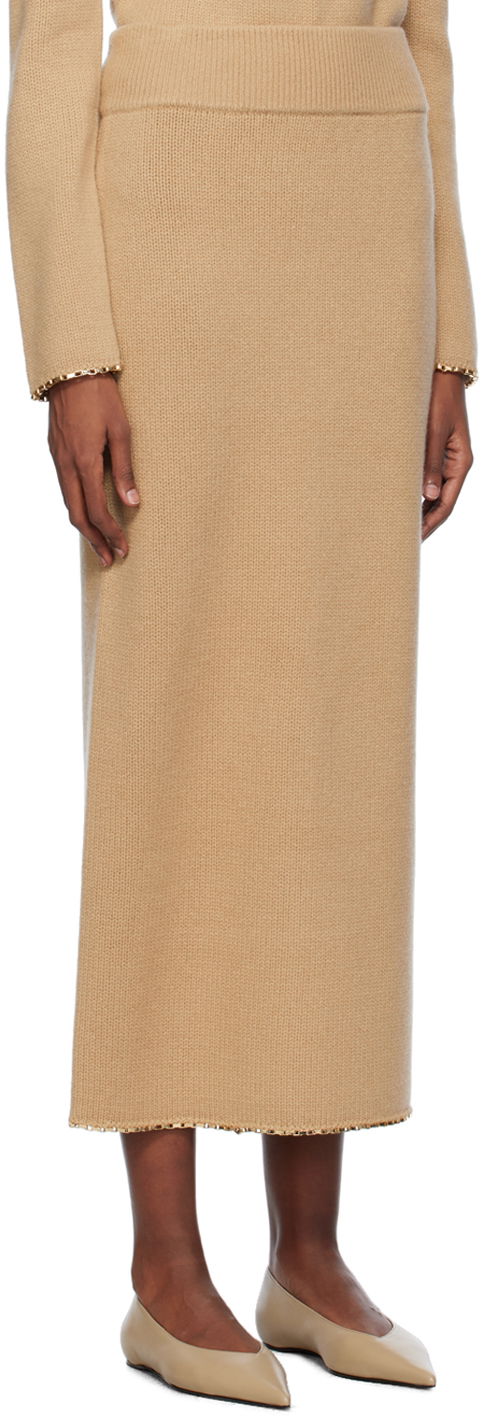 Hame TOTEME TOTEME Chain-Edge Maxi Skirt Beige | 241-WRB1074-YA0004, 1