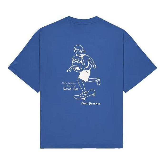 T-paita New Balance Wordmark Logo Graphic Skate T-Shirt Sininen | AMT42338-NYY