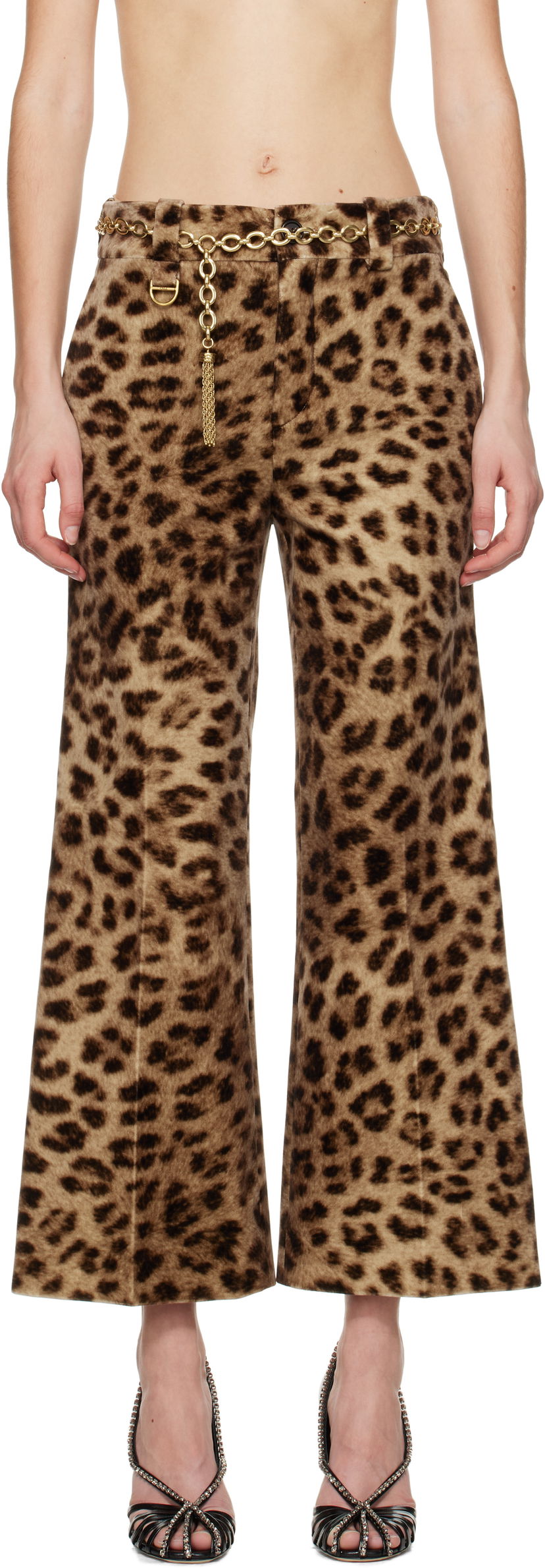 Housut CHLOÉ Chloé Cropped Bootcut Trousers Ruskea | CH25SPA31290