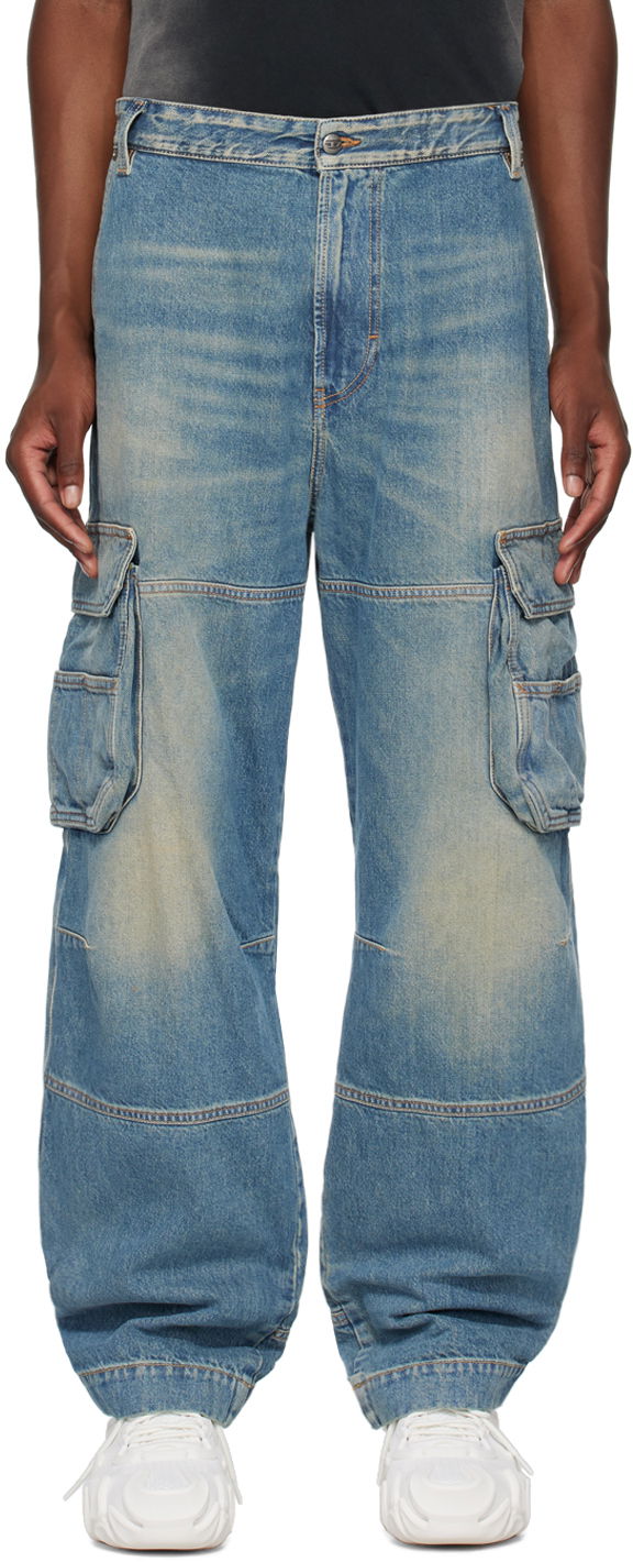 Cargo housut Diesel Straight D-Fish Denim Cargo Pants Sininen | A12833-09J83-01