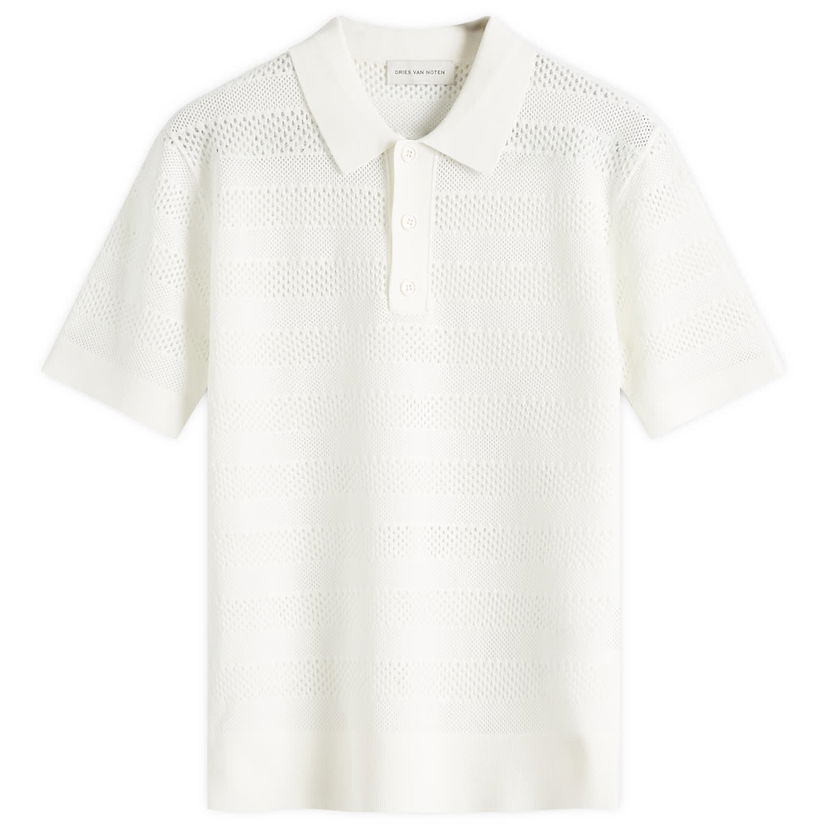 Poolopaita Dries Van Noten Dries Van Noten Mercy Knit Polo, Size Large Valkoinen | 251-021213-1701-001