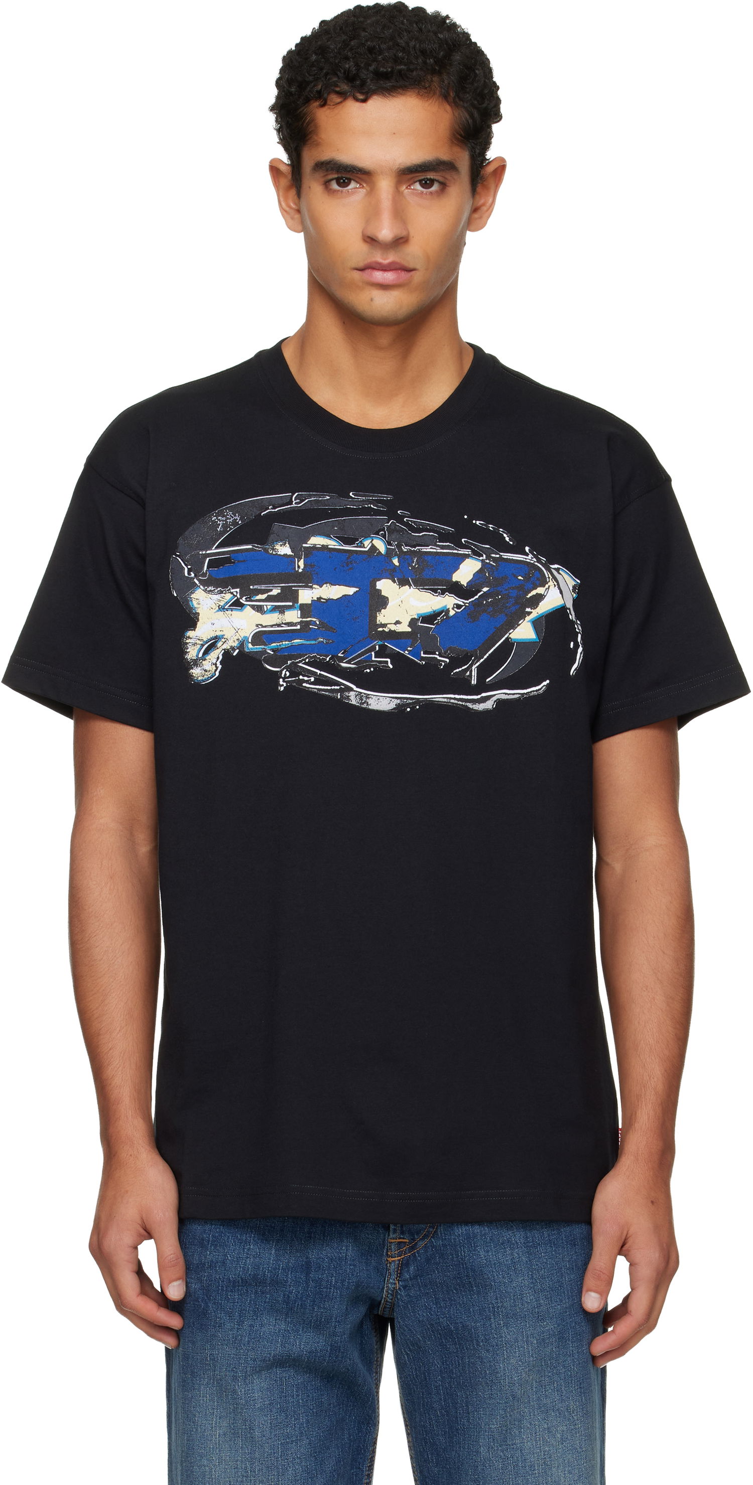 T-paita Diesel Graphic Print T-shirt Musta | A19571-0PLAT-9XX, 0