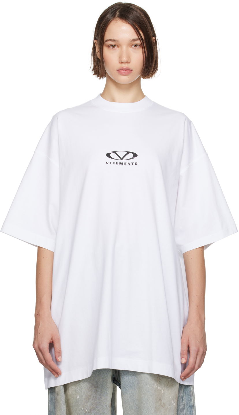 T-paita VETEMENTS Oval Logo Oversized T-Shirt Valkoinen | UA66TR605W