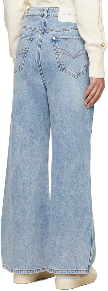 Jeans Feng Chen Wang Feng Chen Wang Cross Waistband Wide Leg Jeans Sininen | FUS17TR02B, 2