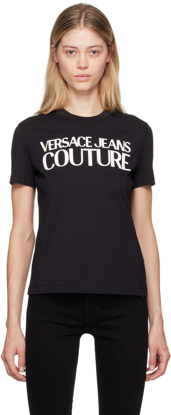 T-paita Versace Jeans Couture Black Institutional Logo T-Shirt Musta | E77HAHE09_ECJ00E