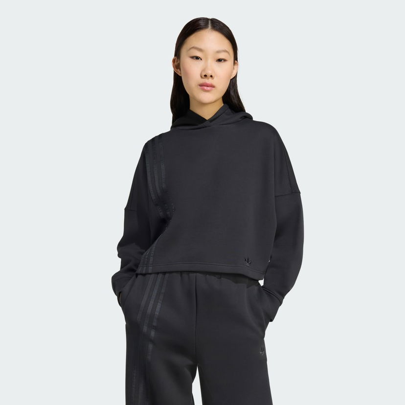 Huppari adidas Performance Off Placed 3-Stripes Cropped Hoodie Musta | JX2701