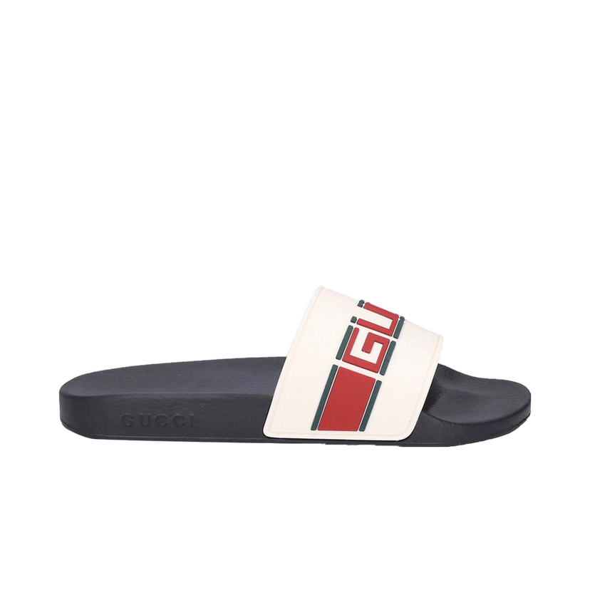 Tennarit ja kengät Gucci Stripe Rubber Slide White Red Green Vihreä | 522884 JC200 9566