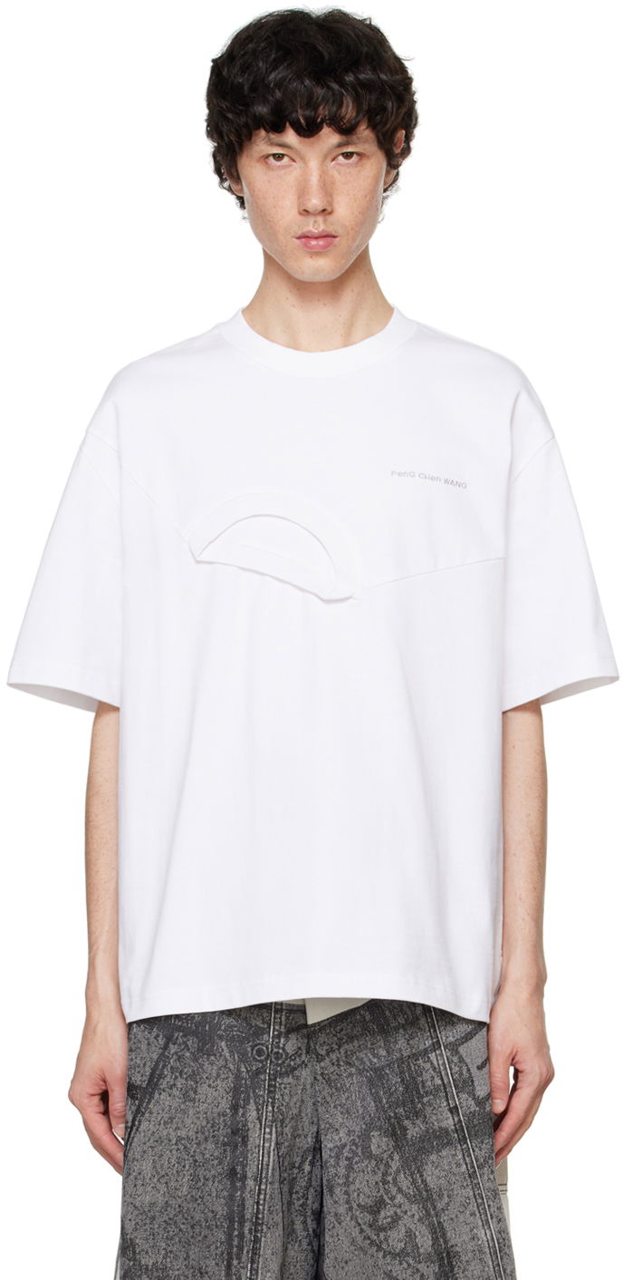 T-paita Feng Chen Wang Feng Chen Wang Paneled Collar T-Shirt Valkoinen | FF12TSH713