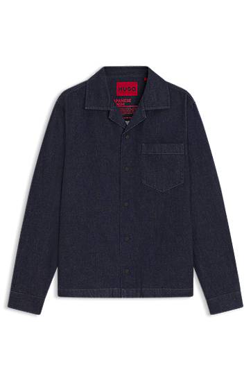 Paita BOSS Oversized-fit Overshirt in Rigid Denim Sininen | 50545367