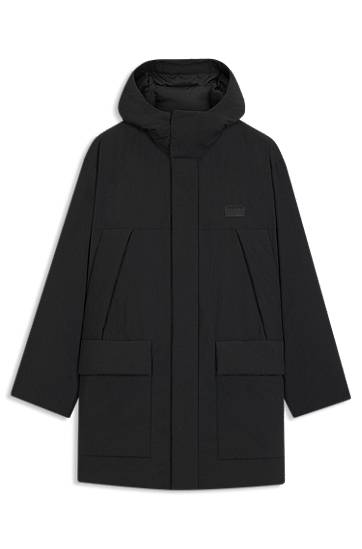 Parka BOSS Water-repellent Hooded Puffer Parka with Split Logo Musta | 50549663