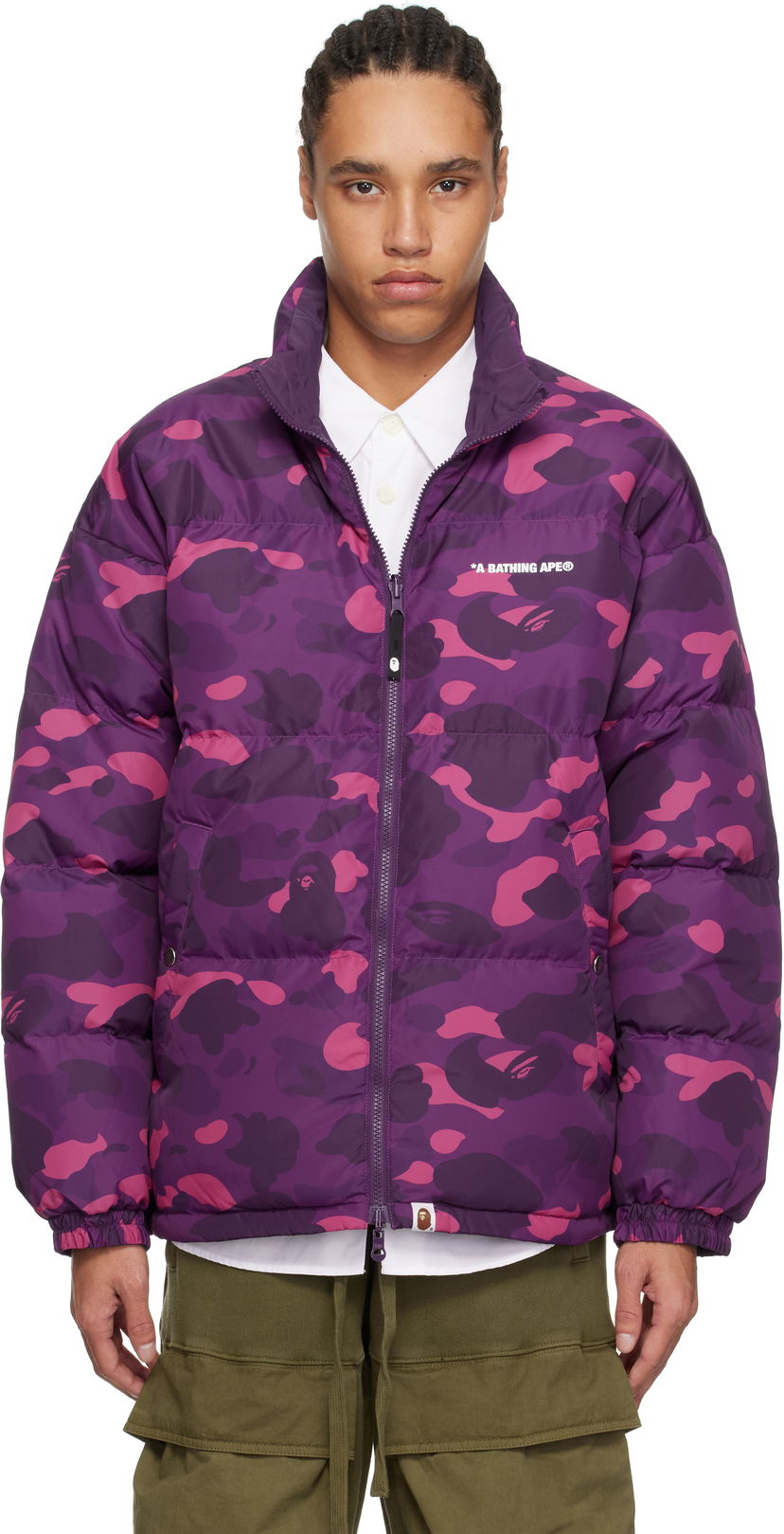 Puffer takki BAPE Camo Reversible Down Jacket Violetti | 001DNK801007M
