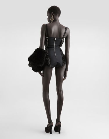 Body Dolce & Gabbana Dolce & Gabbana Sequined and Micro-Beaded Bodysuit Musta | F78JEZGDC0IS9021, 2