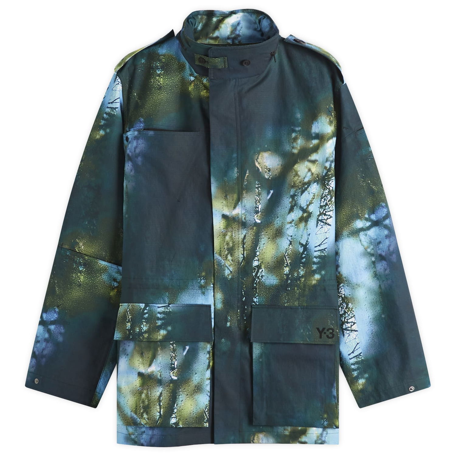Parka Y-3 Y-3 Earth Print Field Jacket, Size Large Sininen | JL8307, 1