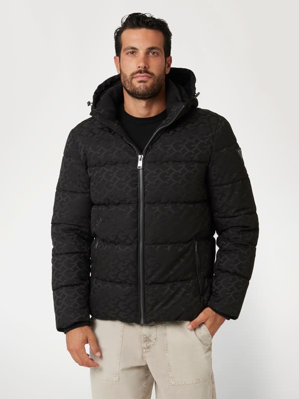 Puffer takki GUESS Logo Print Puffer Jacket Musta | M4BL42WG9L2, 0