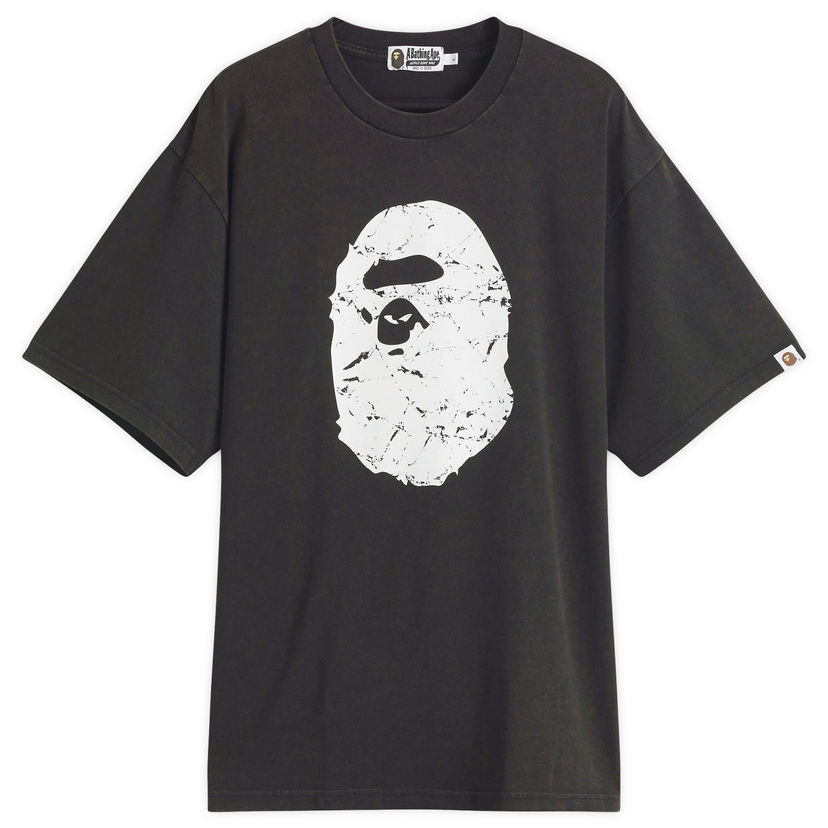 T-paita BAPE A Bathing Ape Heavy Washed Ape Head Relaxed Fit T-Shirt, Size Large Musta | 001CSL301351M-BLK