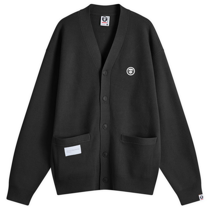 Villapaita AAPE by A Bathing Ape AAPE Now Camo Badge Knit Cardigan Musta | AAPKNMB335XXNBKX