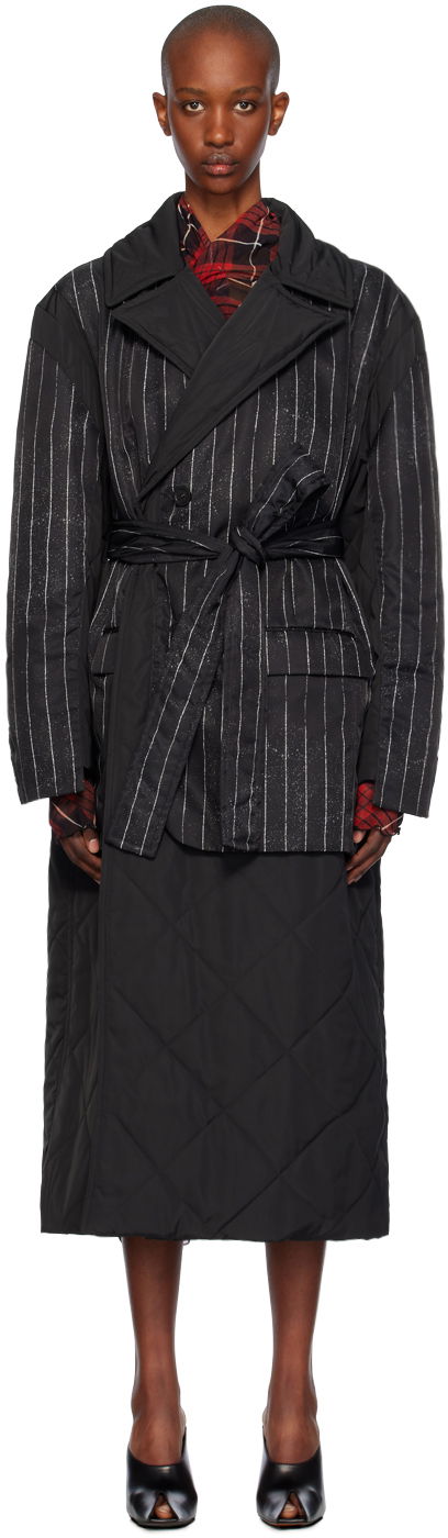 Trenssitakki Jean Paul Gaultier Gaultier Pinstripe Long Coat Musta | 24/31-F-MA020-C065-000001