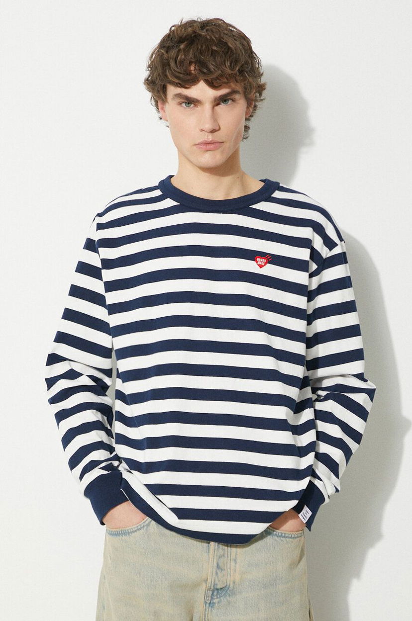 T-paita Human Made Human Made Striped Long Sleeve T-Shirt Valkoinen | HM27CS018