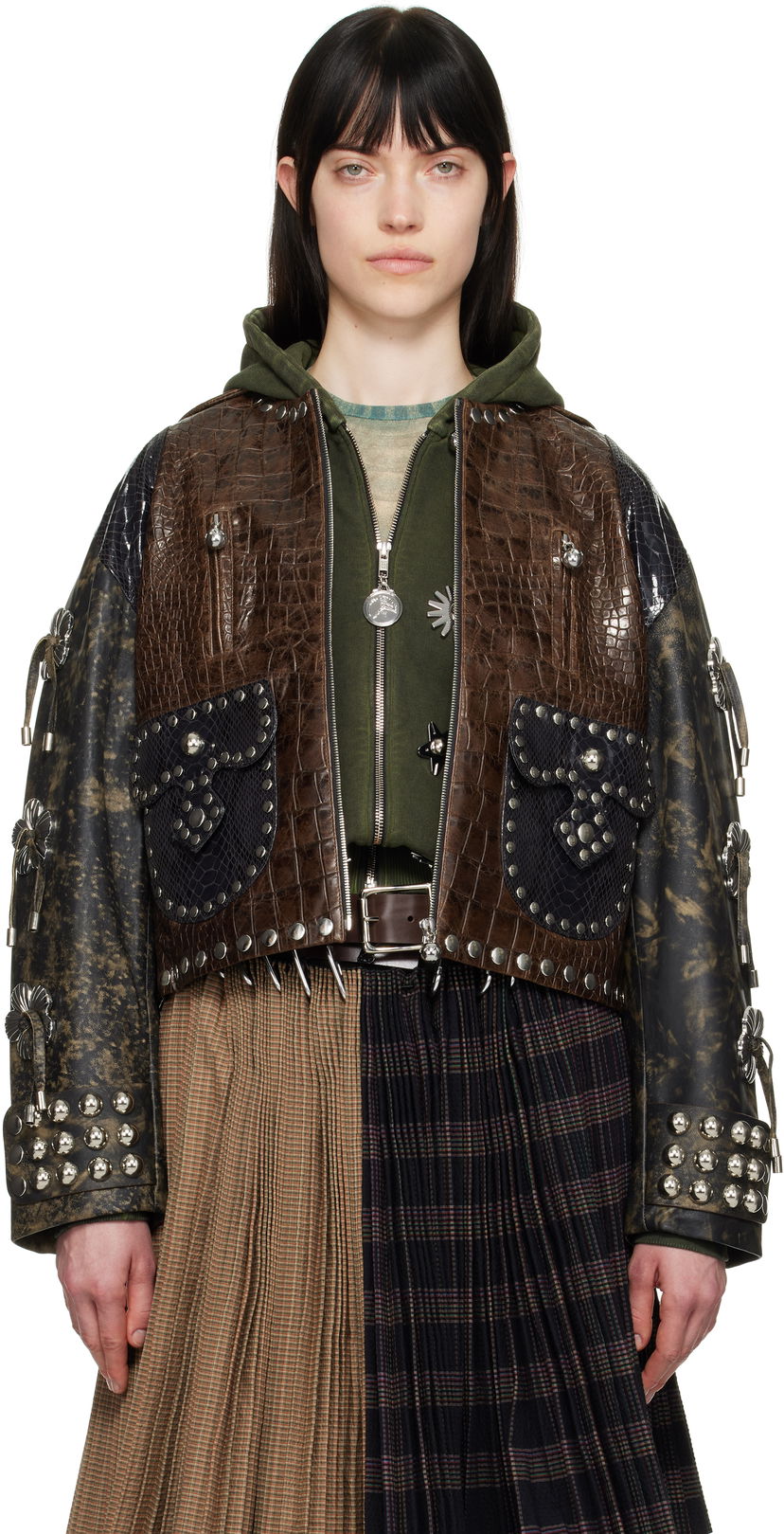 Takki Chopova Lowena Chopova Lowena Afterclap Studded Cropped Jacket Ruskea | 5300