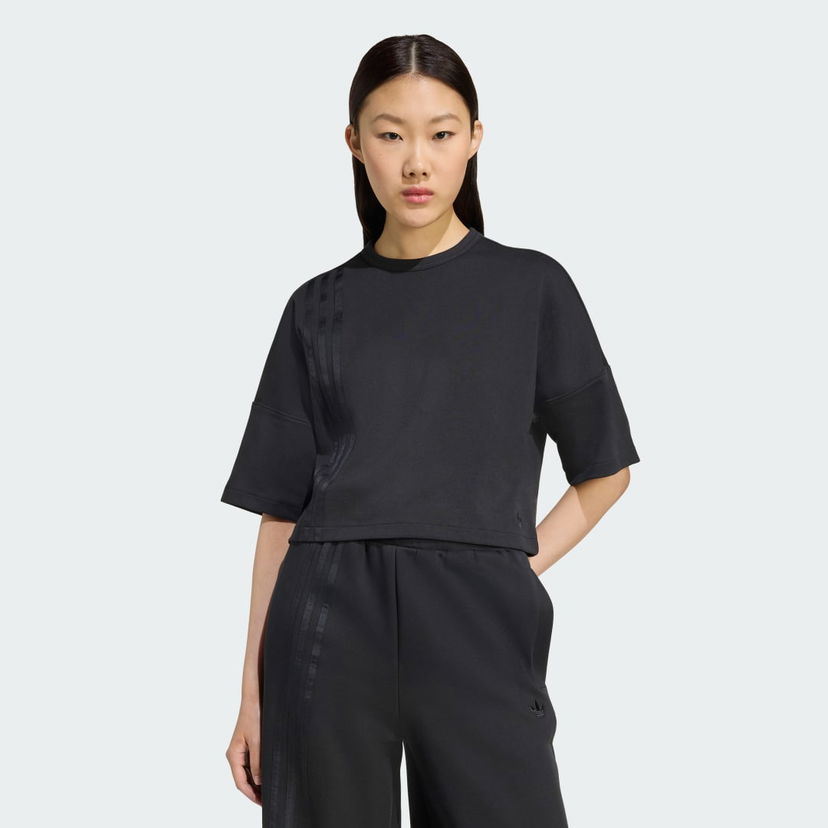 T-paita adidas Performance Off Placed 3-Stripes Cropped T-Shirt Musta | JX2707