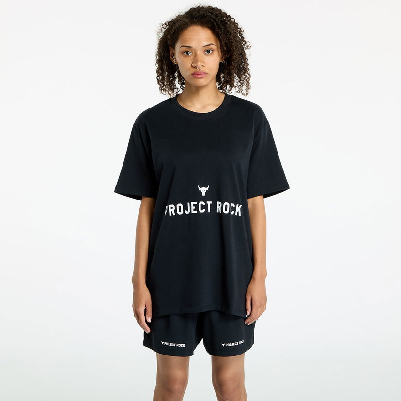 T-paita Under Armour Project Rock Campus Q3 T-Shirt Black/ White Musta | 1386440-001