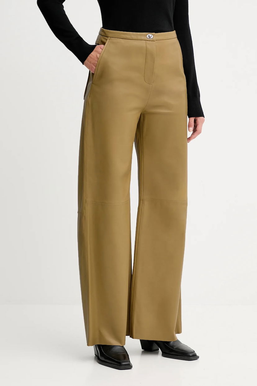 Housut STAND STUDIO Stand Studio Rowena Wide Leg Leather Pants Beige | 66529.7870