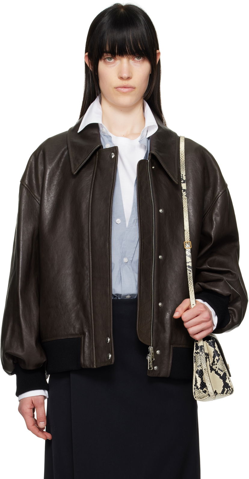 Bomber-takki Khaite Khaite Shelman Leather Jacket Ruskea | 6166729