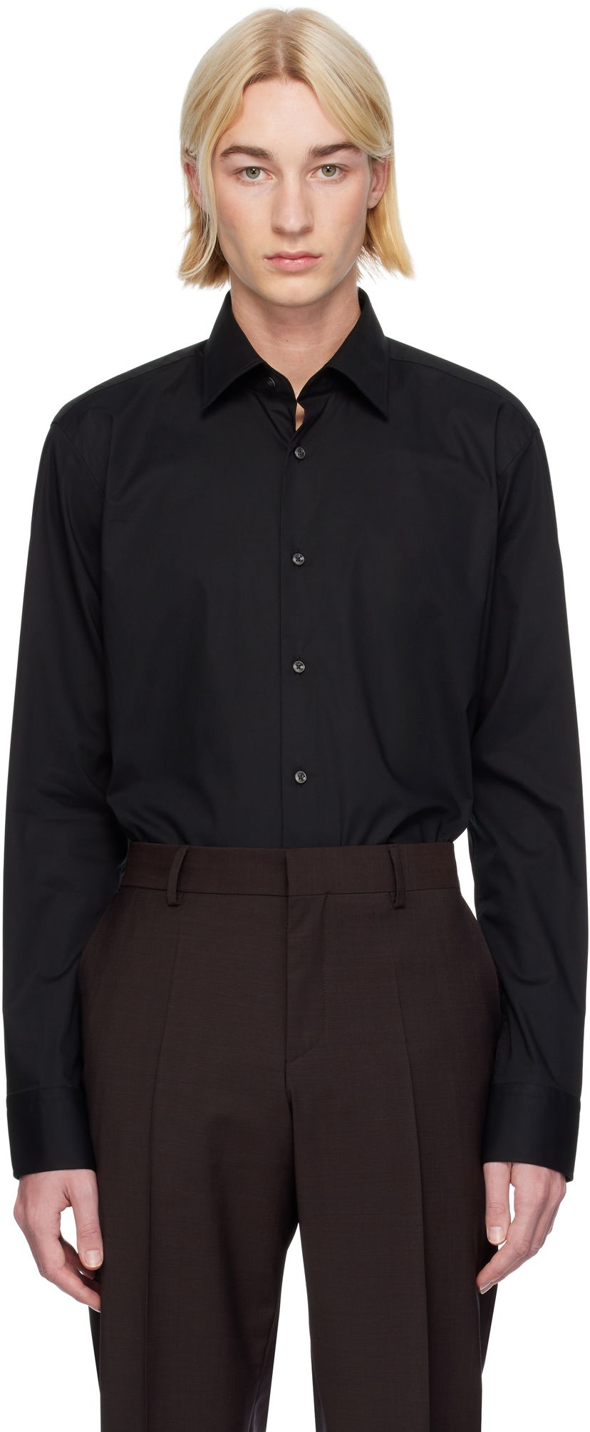 Paita BOSS Spread Collar Shirt Musta | 50473265