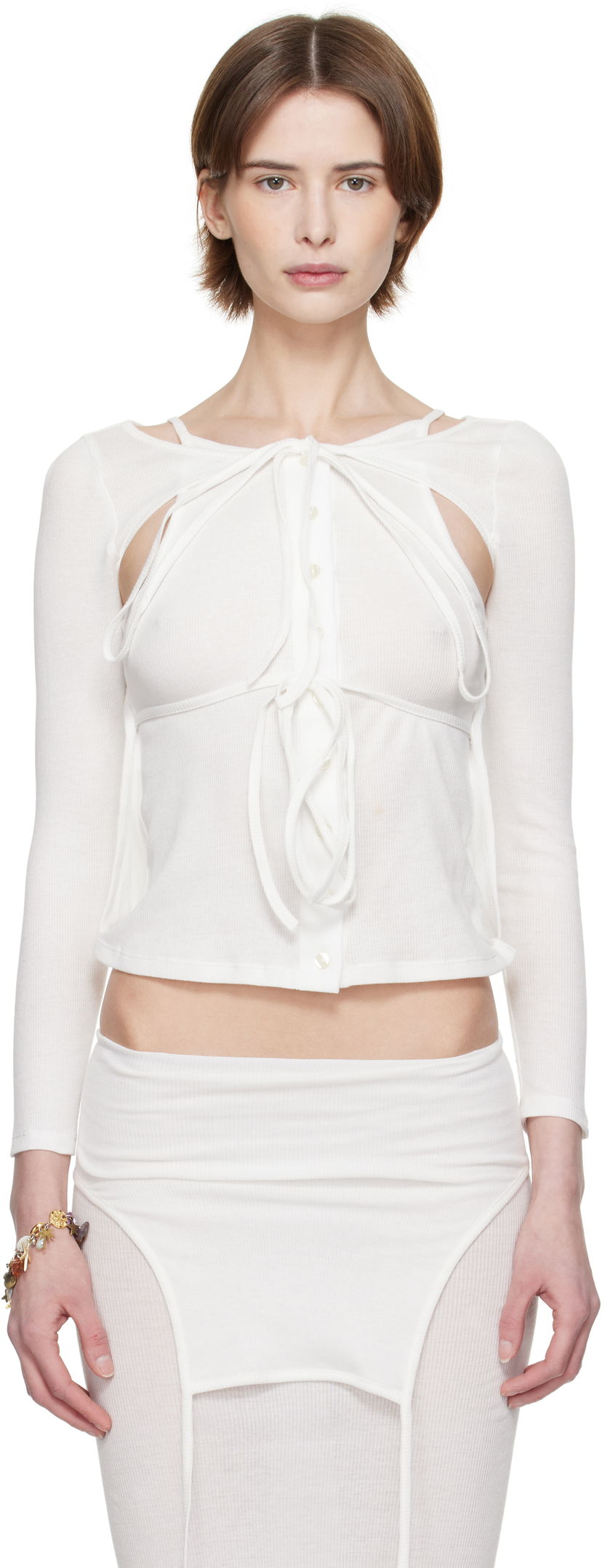 Villapaita Eckhaus Latta Eckhaus Latta Flip Crop Top Valkoinen | 1207-EL-PS25-CH -