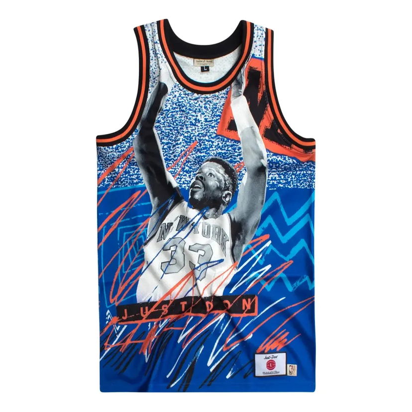 Tankkitoppi Mitchell & Ness Mitchell & Ness x JUST DONNY New York Knicks Basketball Jersey Sininen | DJY1PTRY-NYKNG180453PEW