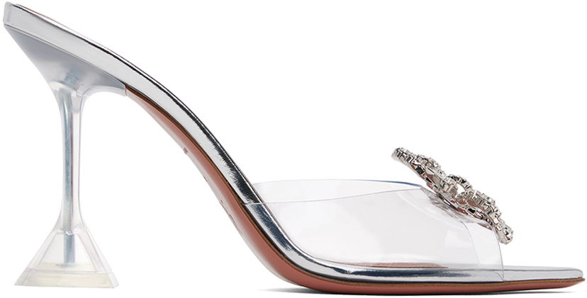 Asusteet Amina Muaddi Amina Muaddi Rosie Glass Slipper Heeled Sandals Metallinen | ROSIE GLASS SLIPPER CL PVC