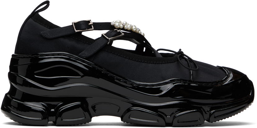Mekko Simone Rocha Simone Rocha Beaded Tracker Ballerinas Musta | HT19B 0755