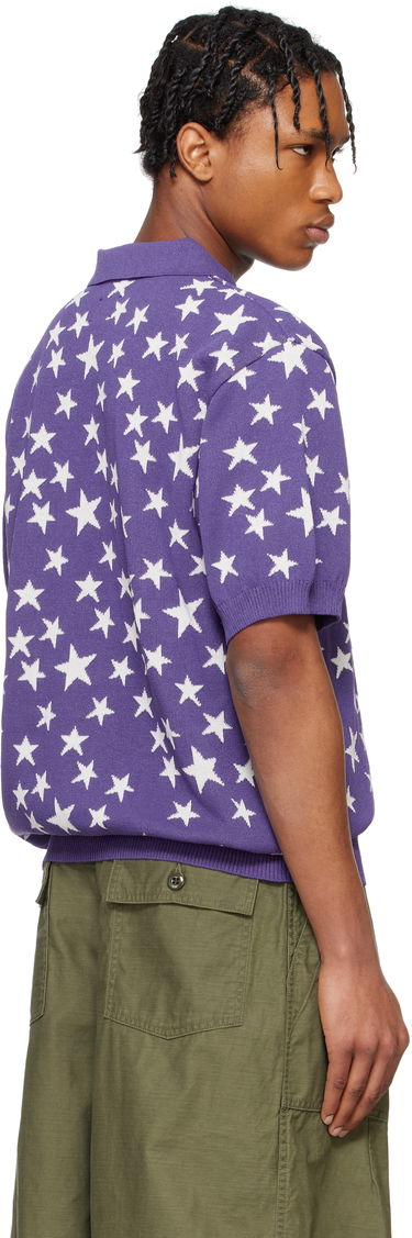 Poolopaita Needles NEEDLES Short Sleeve Star Knit Polo Violetti | QV375, 2