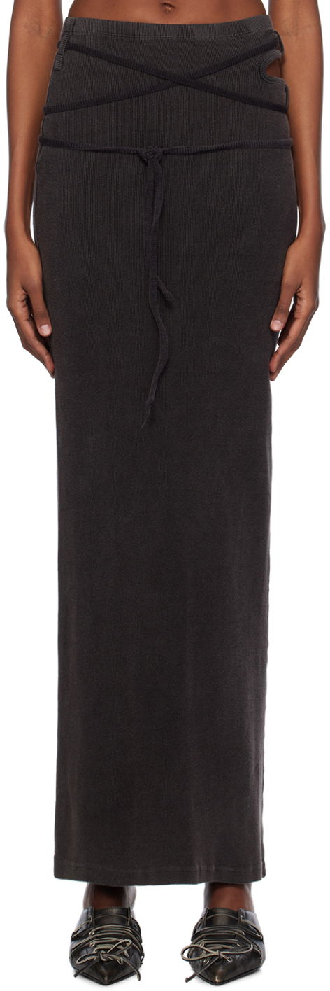 Hame Ottolinger Ottolinger Rib Knit Maxi Skirt Musta | 408001