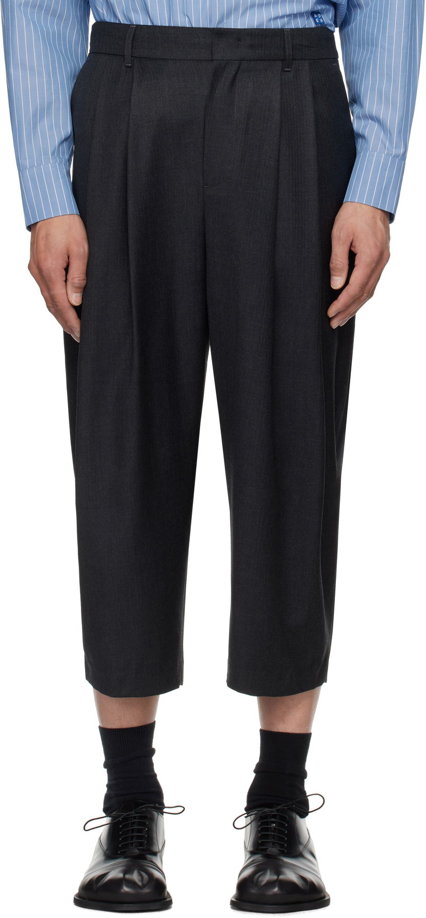 Housut ADER ERROR ADER error Sig; Tag 01 Cropped Pleated Trousers Harmaa | BO42FYSA0101GR