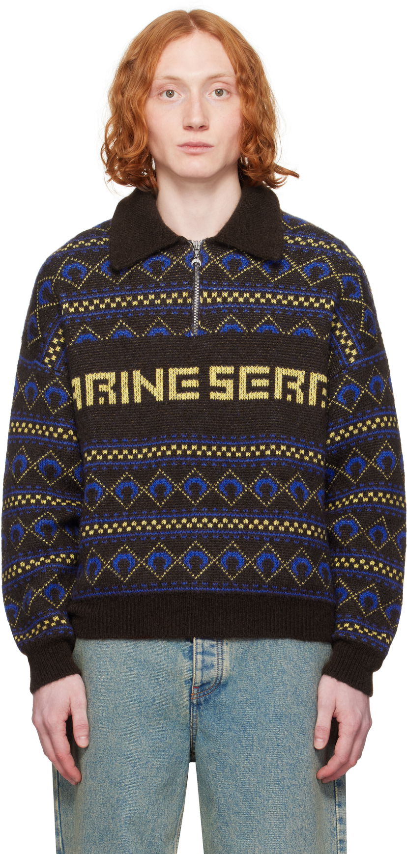 Villapaita Marine Serre Marine Serre Jacquard Knit Sweater Ruskea | MTK022A CKNI0532