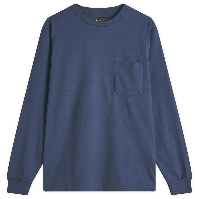 T-paita BEAMS Beams Plus Long Sleeve Pocket Tee, Size Large Sininen | 3814-0066-156-79