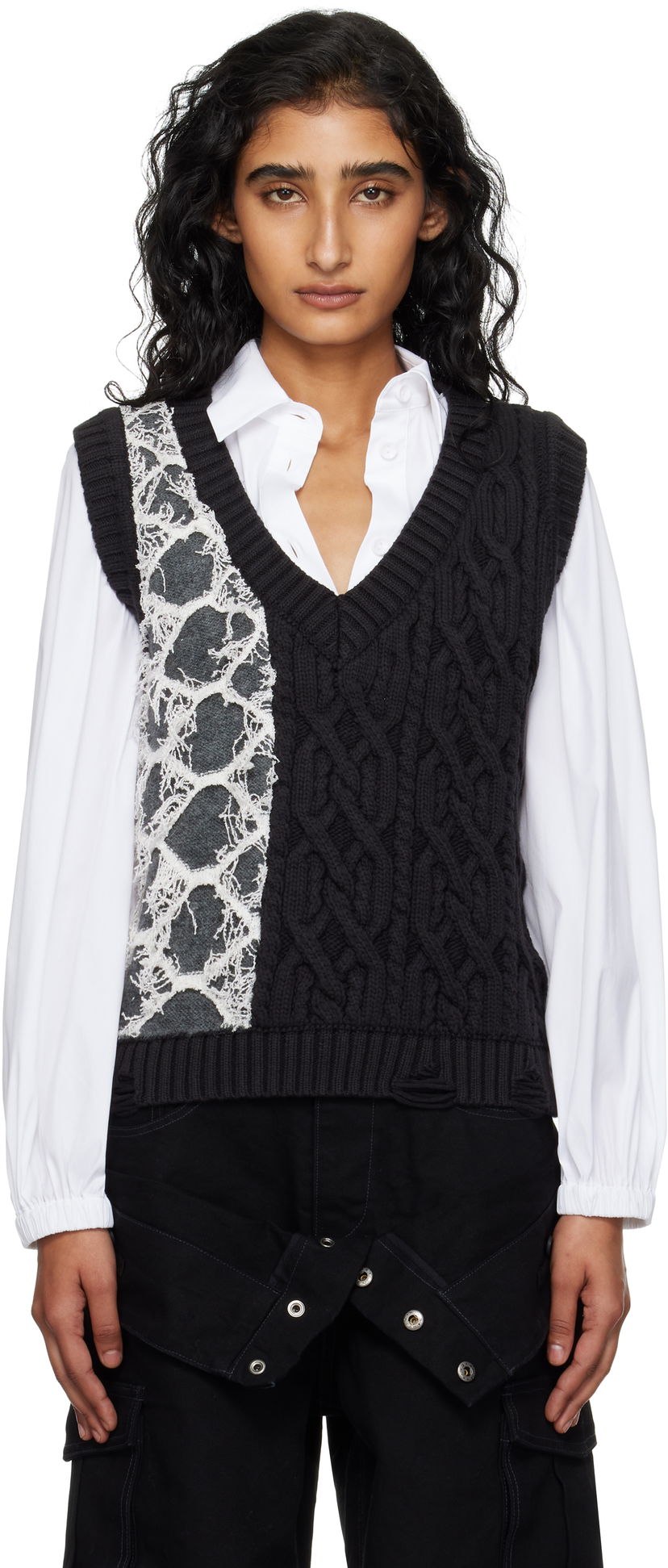 Liivi Andersson Bell Andersson Bell Boucle Cable Patchwork Knit Vest Monivärinen | atb1355w