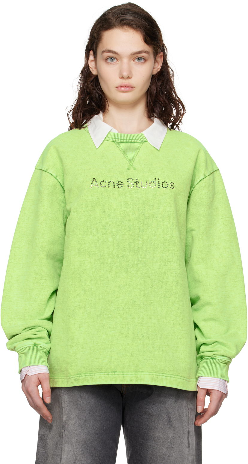 Villapaita Acne Studios Acne Studios Logo Stud Sweatshirt Vihreä | CI0190-
