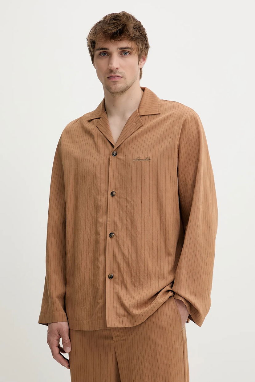 Paita Nanushka Nanushka SHAUN Relaxed Fit Shirt Ruskea | NM25SSTP11575