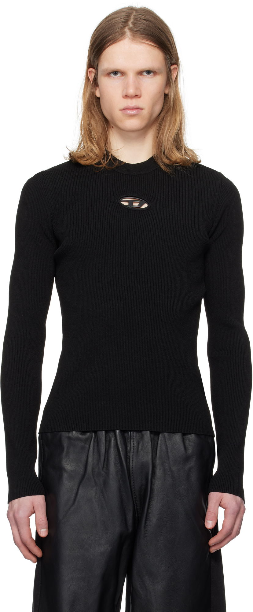 Villapaita Diesel Diesel K-Zachary-Round Ribbed Fitted Sweater Musta | A16877-0DLAX-9XXA